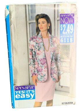 Butterick Misses Dress Jacket Sewing Pattern Size 12 14 16 6118 Uncut